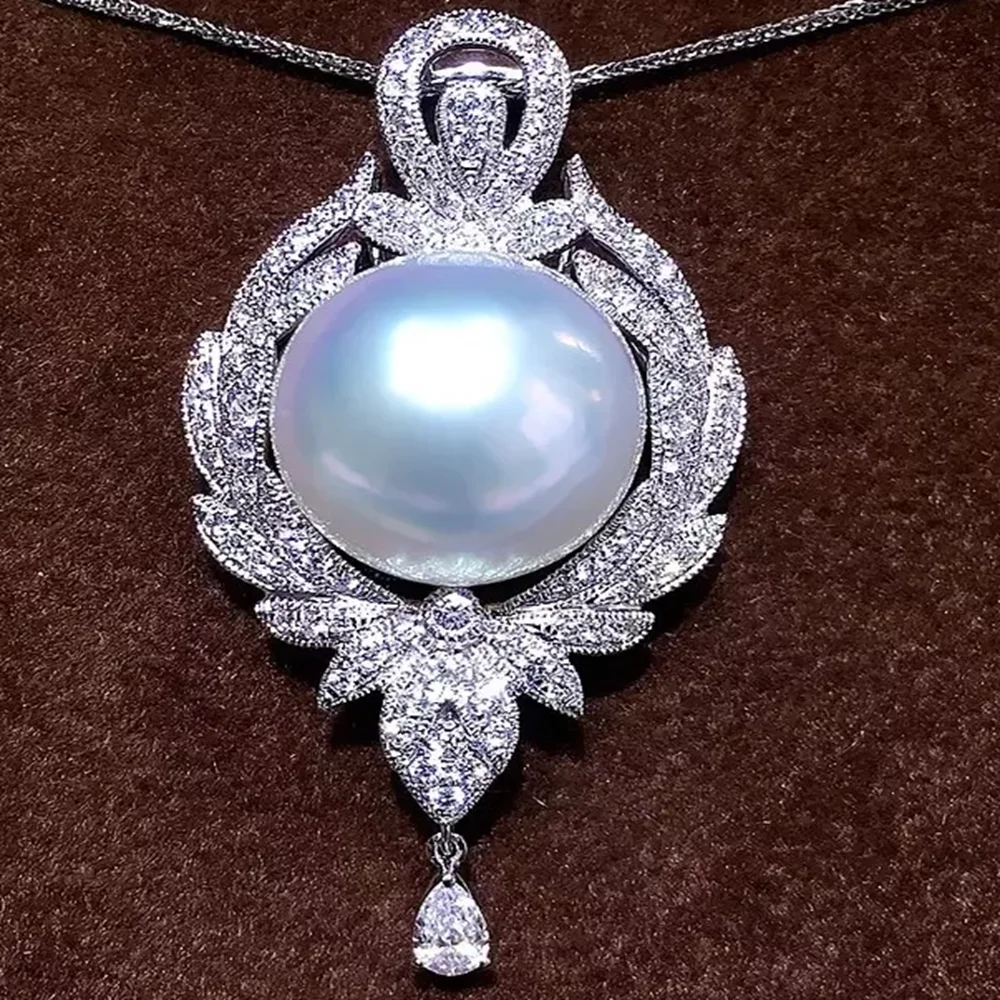 Beautiful AAA 10-11mm 11-12mm South Sea White Round Pearl Pendant Necklace 18 