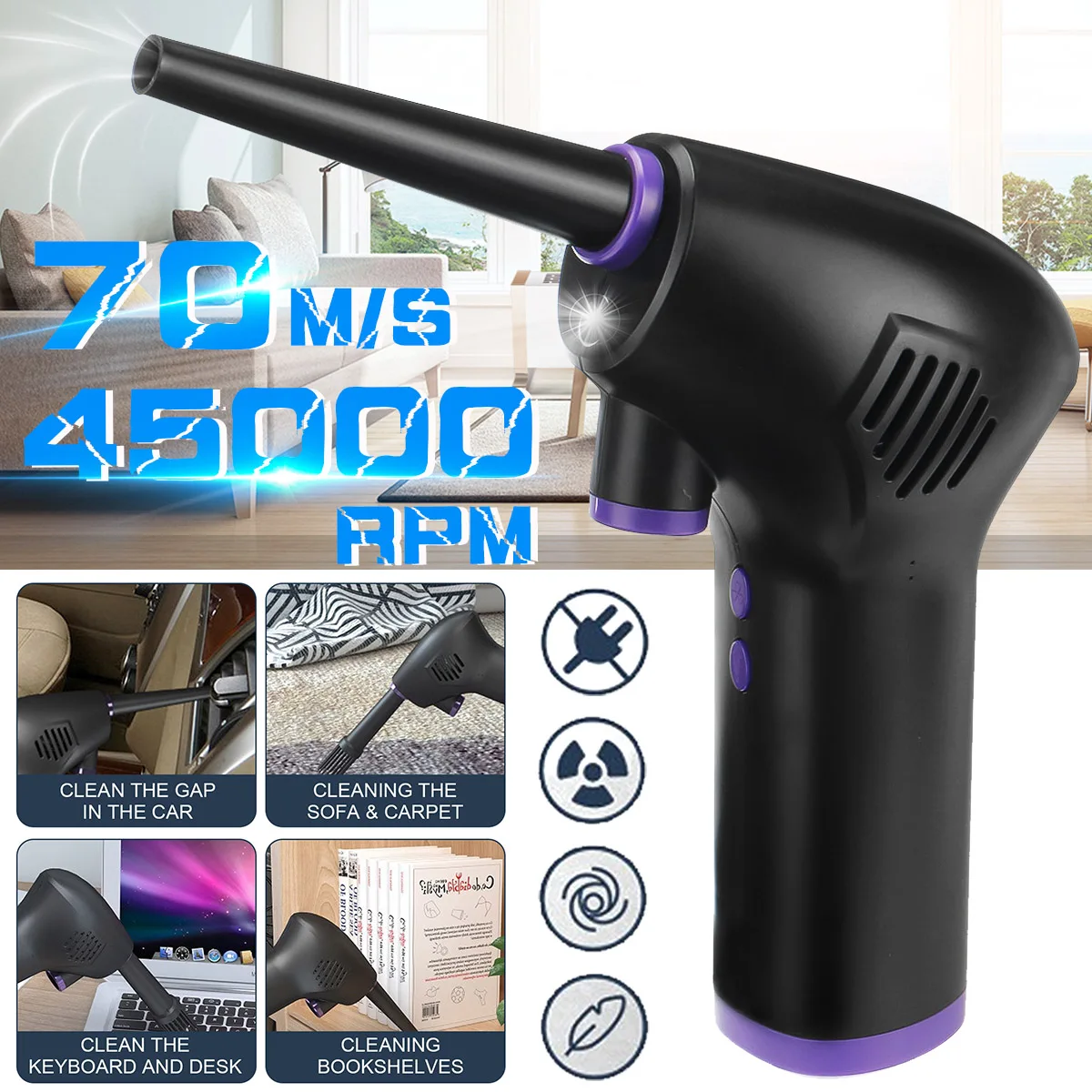 

Electric Air Duster Chargeable Air Blower Compressed Compressed Air Cans USB Cordless Air blower Gun Clean Dust Laptop Cleaner