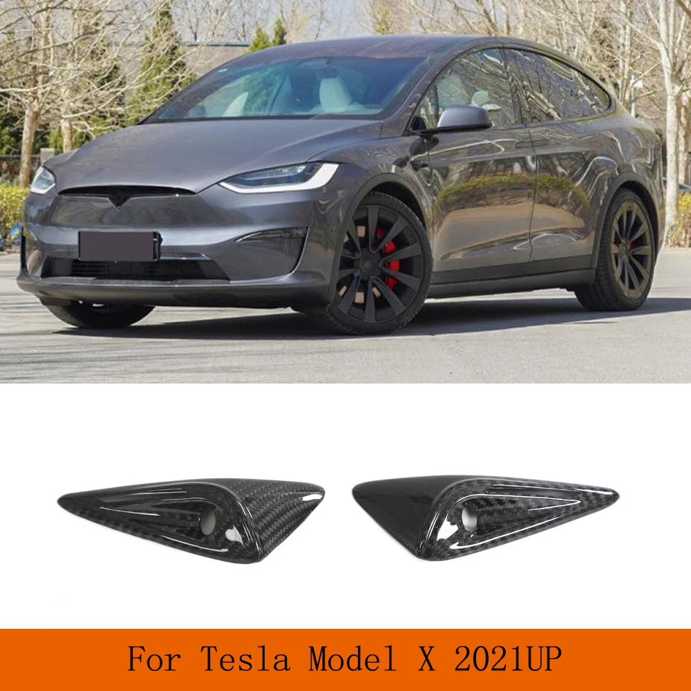 

Fits Tesla Model X 2021-2023 DRY Carbon Car Side Fender Camera Turn Signal Cover Side Splitters Car Kits Real Carbon 2PCS/Set