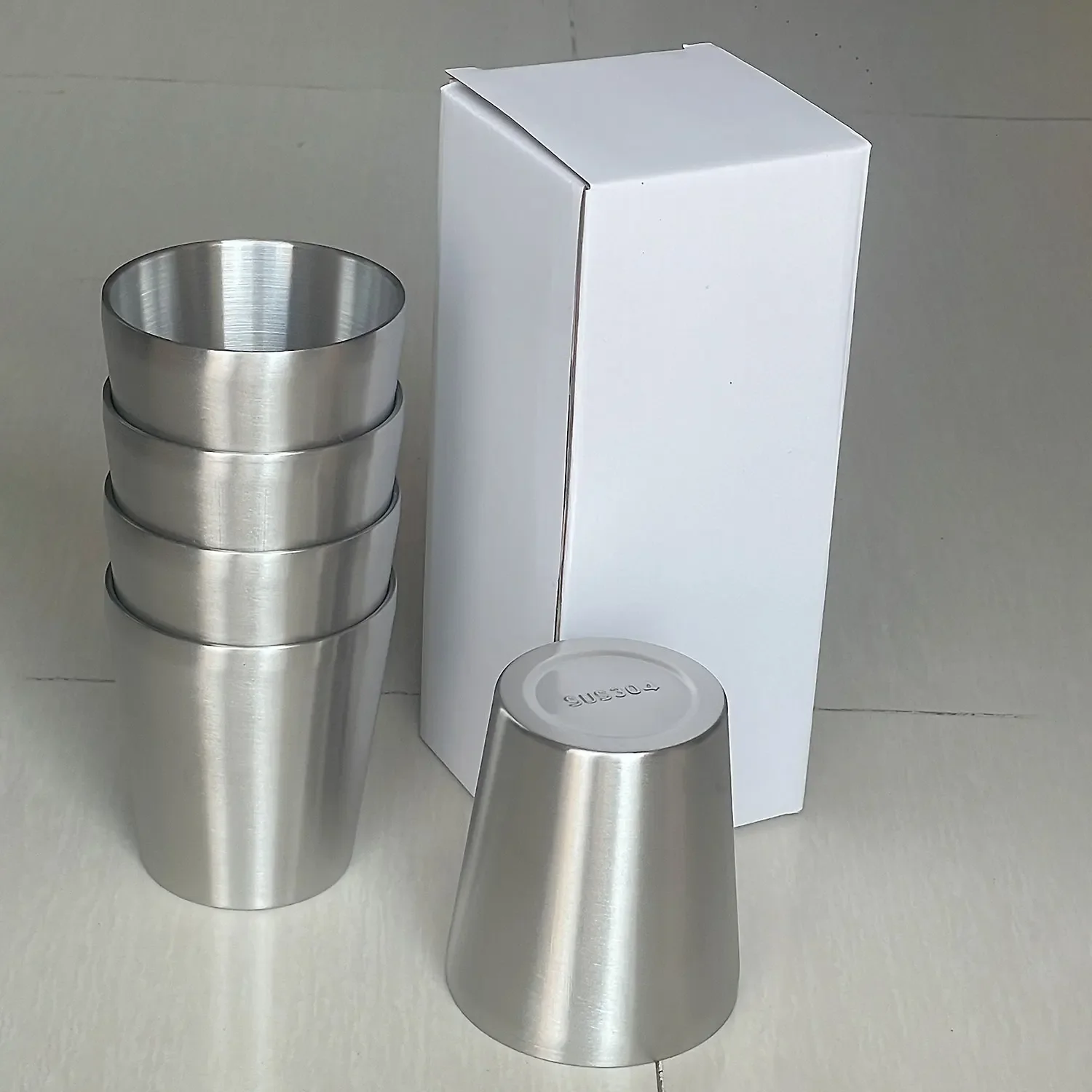 

5 Pcs Stainless Steel Cups, Double Wall Tumbler Glasses Stackable Glasses Metal Drinking Cups Insulated Drinking Glasses