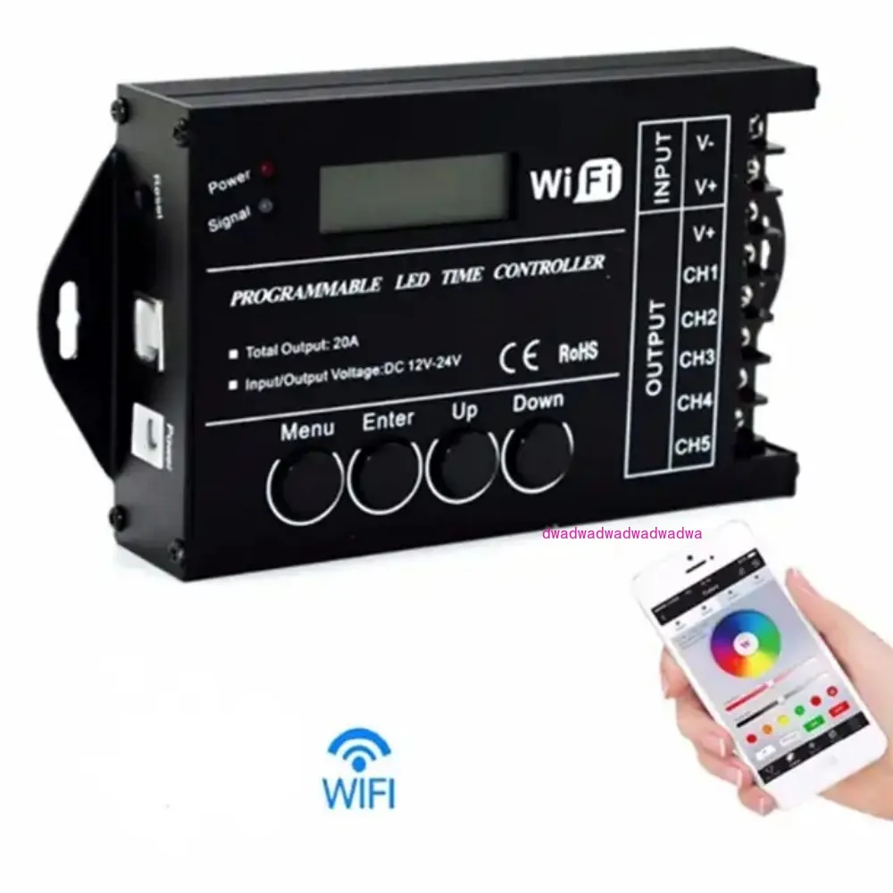 

TC421 Programmable 5CH RGB Led Strip Light Time Wifi Controller Dimmer Used In Aquariums Fish Tank Plant Growing