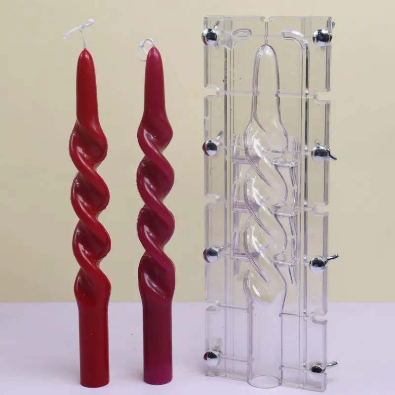 

Twisted Candle Mold 2-Part PC Material - DIY High-Gloss Finish Candles, Easy Release Mold for Professional Results