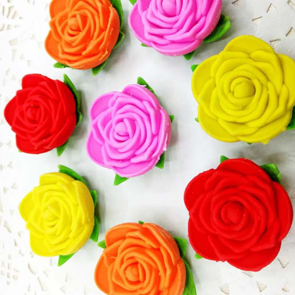 16PCS 로즈 지우개 크리 에이 티브 연필 지우개 소프트 안전 크리 에이 티브 편지지 학교 용품 미니 학생 사용