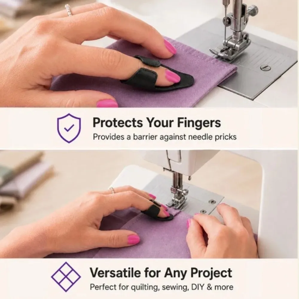 Black Sewing Finger Protector Clip Non-slip Hand-sewing Anti-prick Needle Finger Guard Open Nail Design Sewing Craft Tool