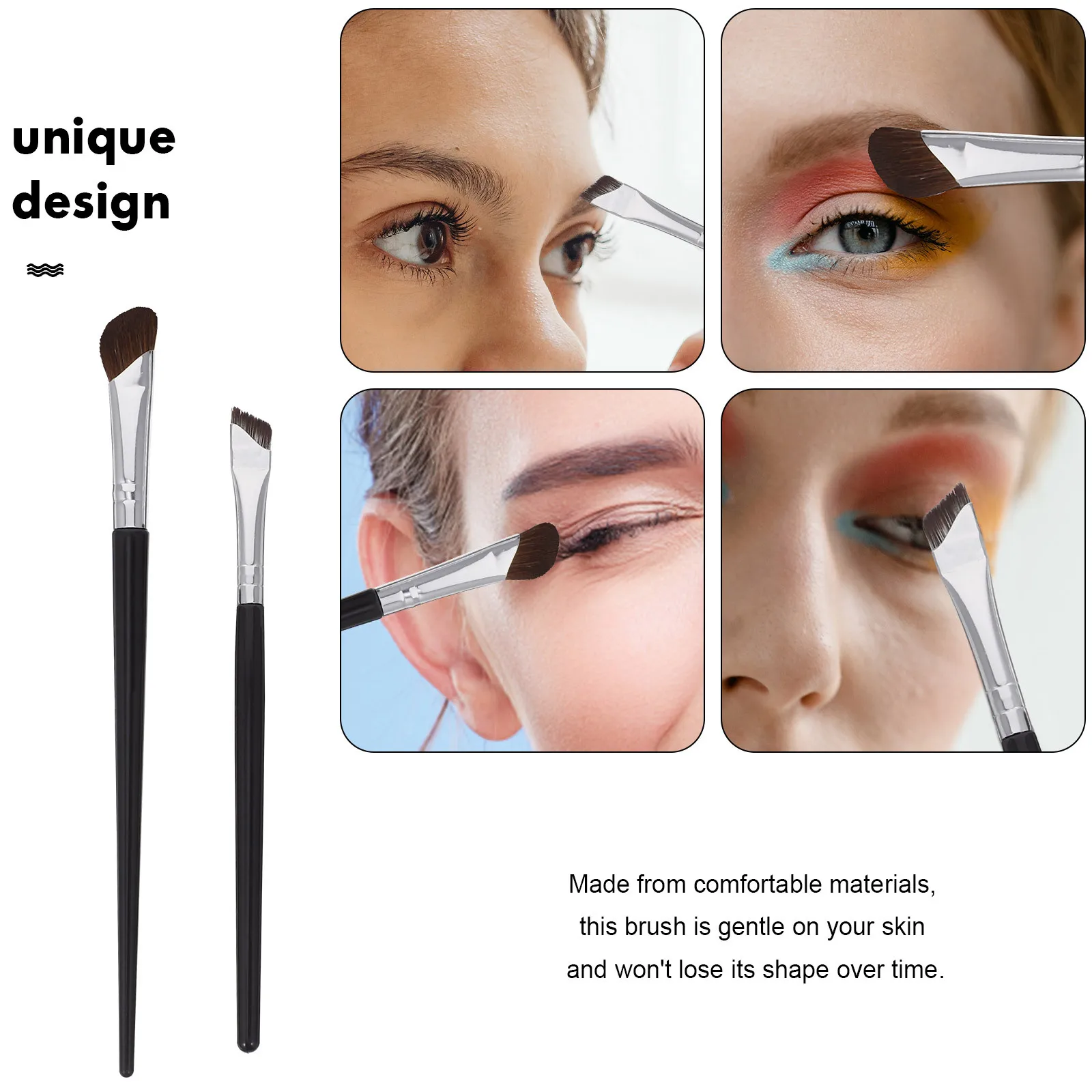 

4Pcs Makeup Brush Set Includes Nose Contour Brow Angled Liner and Eye Shadow Brushes Soft Comfortable Application Daily Use Kit