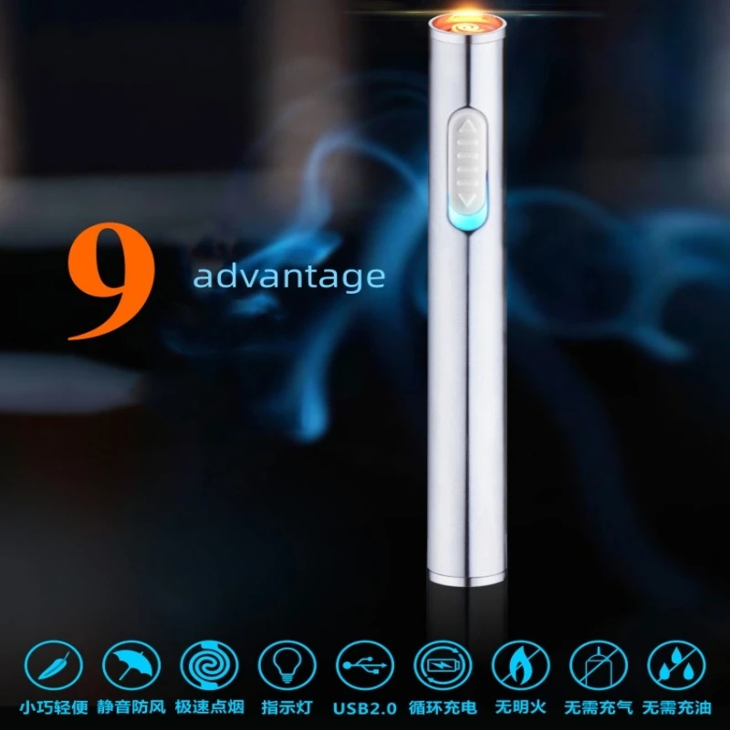 

Portable Creative Metal Flameless Lighter, Windproof Tungsten Wire, USB Charging, LED Display, Men's Gift, New, 2023