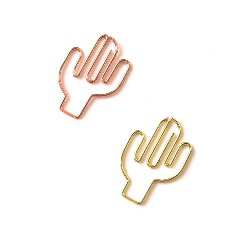 Plant Shaped Pin Cactus Shaped Paper Clip Metal Cartoon Cute Paper Clips Golden Paperclip Gift For Teacher