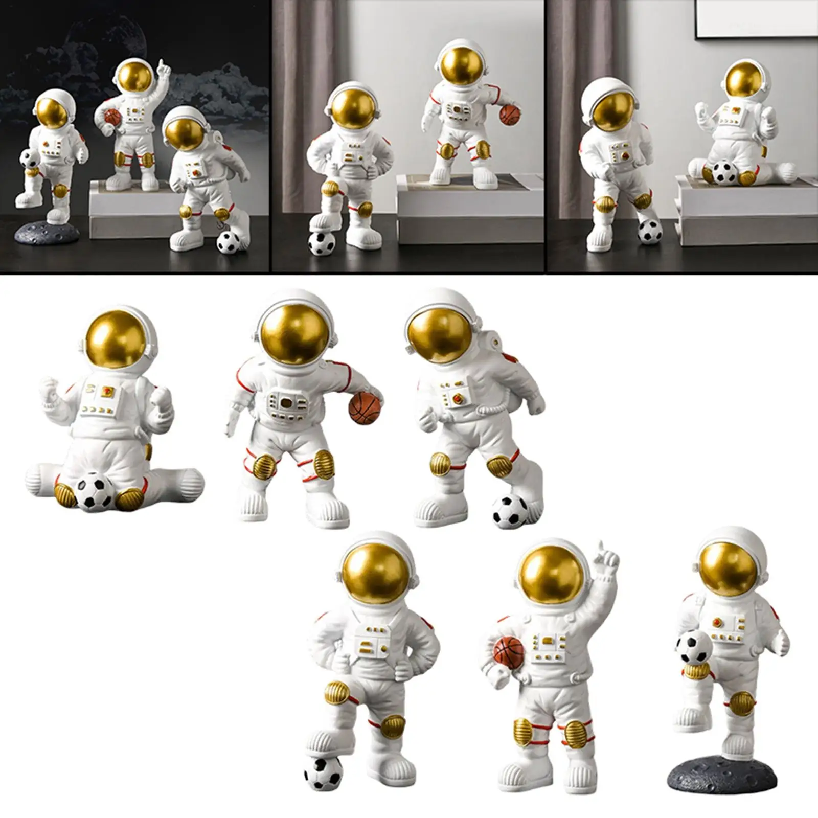 Creative Astronaut Figurine Spaceman Statue for Shelf Cabinet Windowsill Decorative Sculpture Interior Home