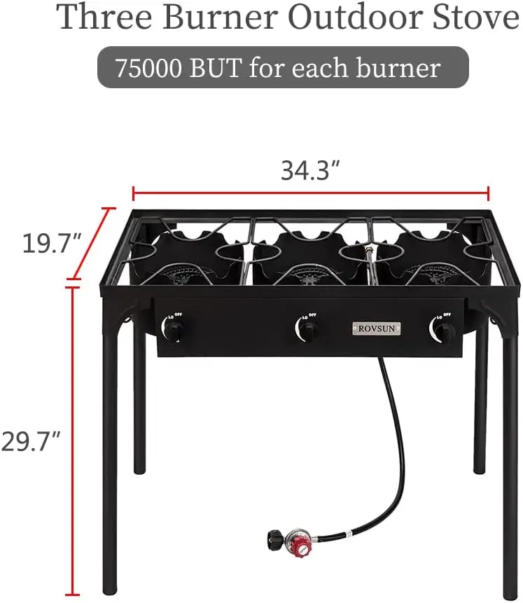Burner Outdoor Portable Propane Stove Gas Cooker, Heavy Duty Iron Cast Patio Burner with Detachable Stand Legs