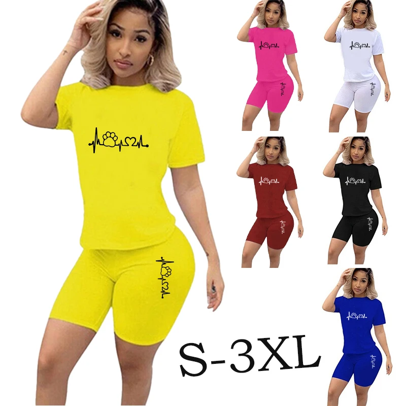 2024 Women's Sexy Office Classic Skinny T-shirt Tracksuit Jogging Suits American Shorts Sets Base kawaii Vacation Chic Outfit