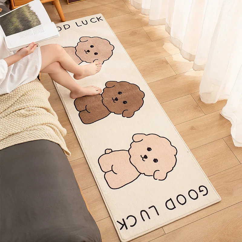 

Cute Dog Long Floor Mat Bedside Rug Super Soft and Comfortable Lamb Velvet Foot Mat Non-Slip Bathroom Door Mat Cute Rug