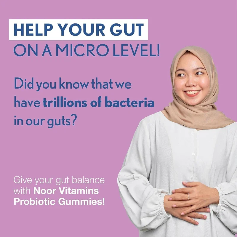 Halal Probiotic Gummies, Containing 10 Billion Colony Units of Probiotics; Non Genetically Modified, Vegetarian