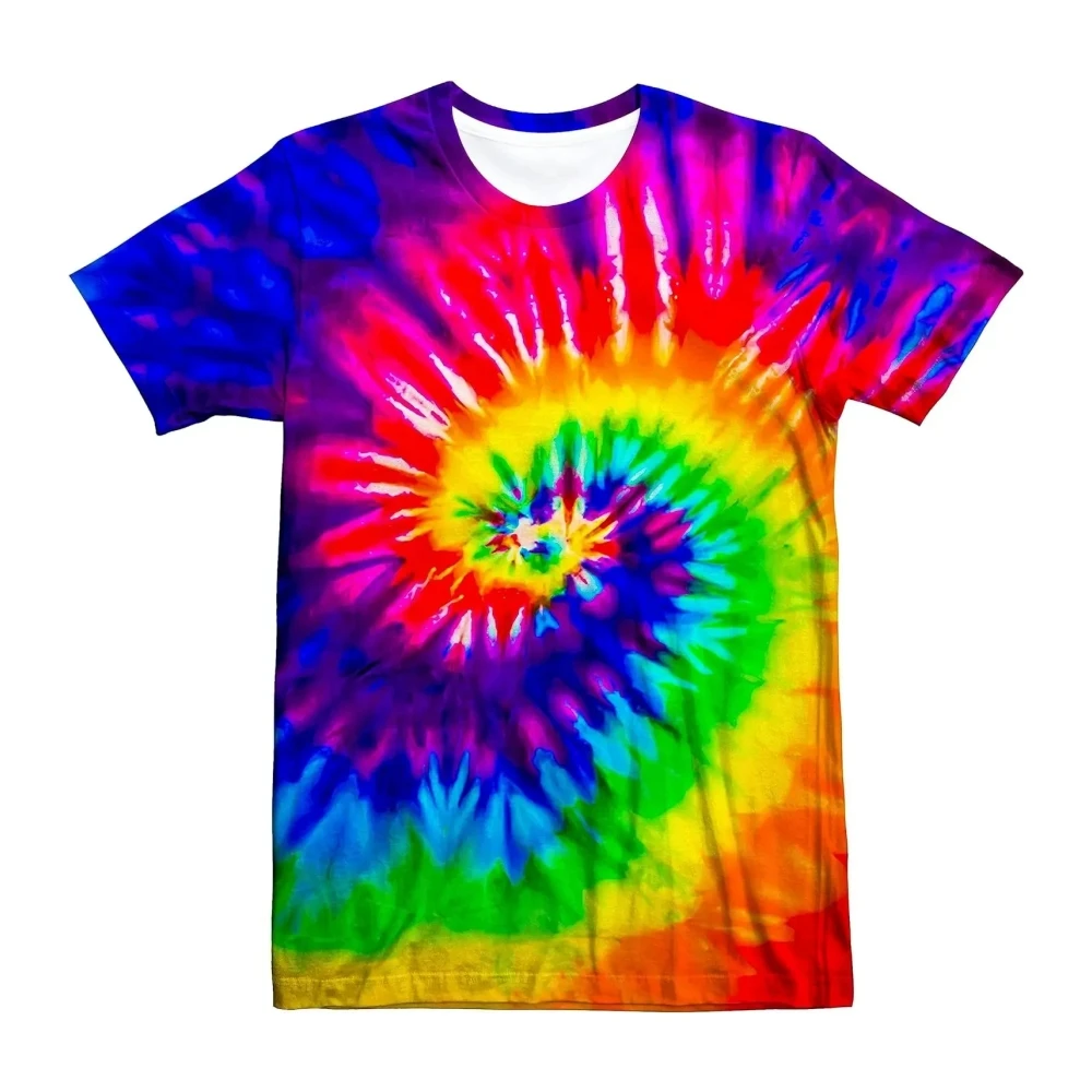 قوس قزح التعادل صبغ ثلاثية الأبعاد طباعة الاطفال ملابس تي شيرتات قصيرة الاكمام الصيف أعلى جولة الرقبة الكبار الرجال الأطفال التجفيف السريع تي شيرت
