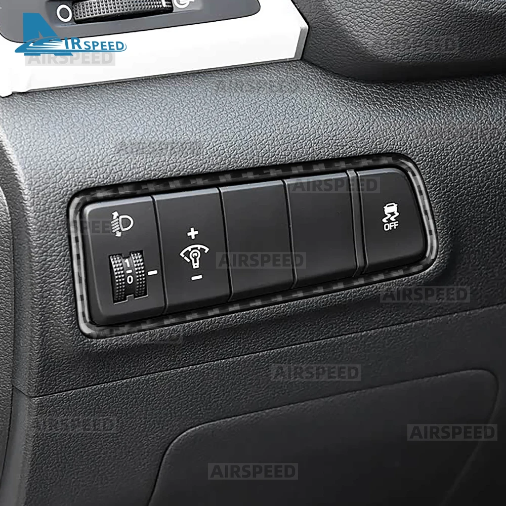 Real Soft Carbon Fiber Headlight Switch Frame Trim for Hyundai Tucson 2015 2016 2017 2018 2019 2020 Car Interior Accessories