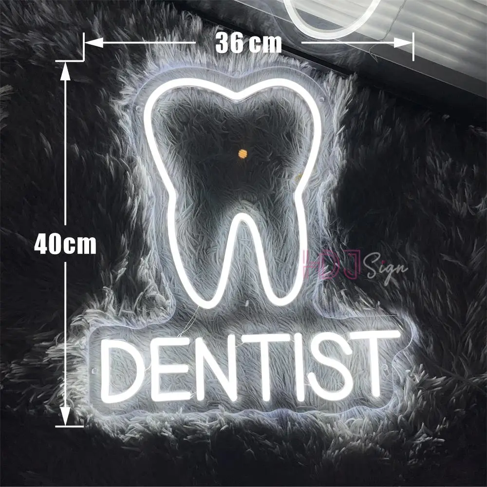 Dentist Tooth Neon Sign Teeth Shop Dentist's Office Room Decor Wall Decoration Business Sign Led Luminous Signs Christmas Gift