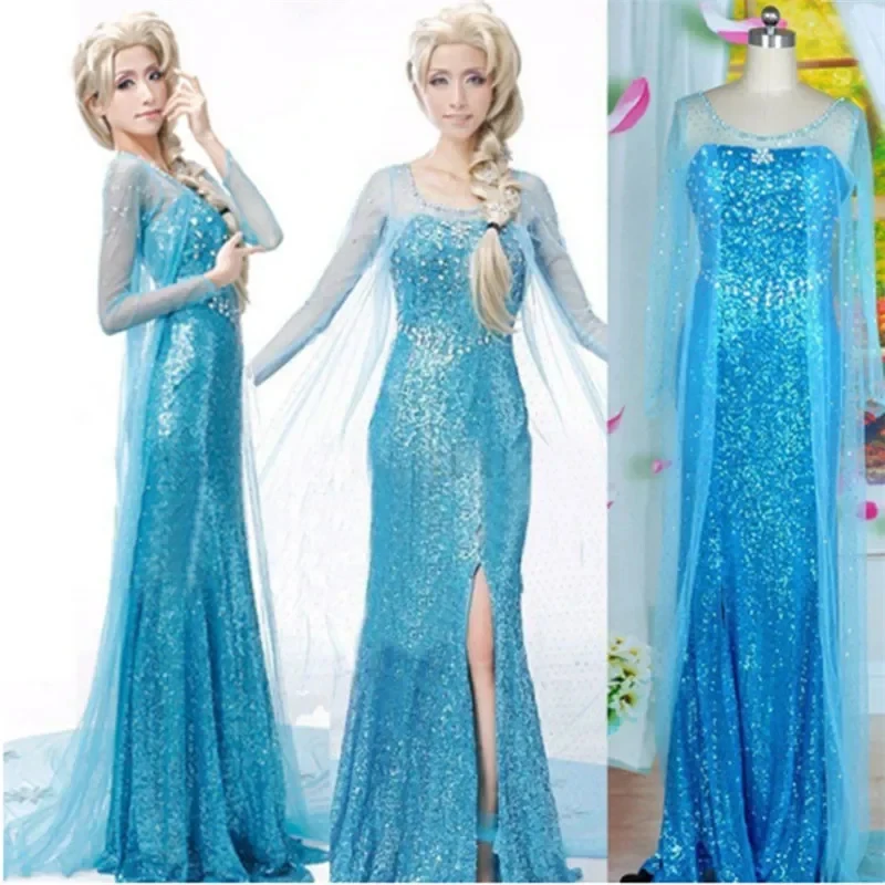 Robe de princesse Elsa pour fête de Noël 2026, costume de cosplay Elsa pour adulte, tenue de princesse Elsa pour Halloween femme XBUW6