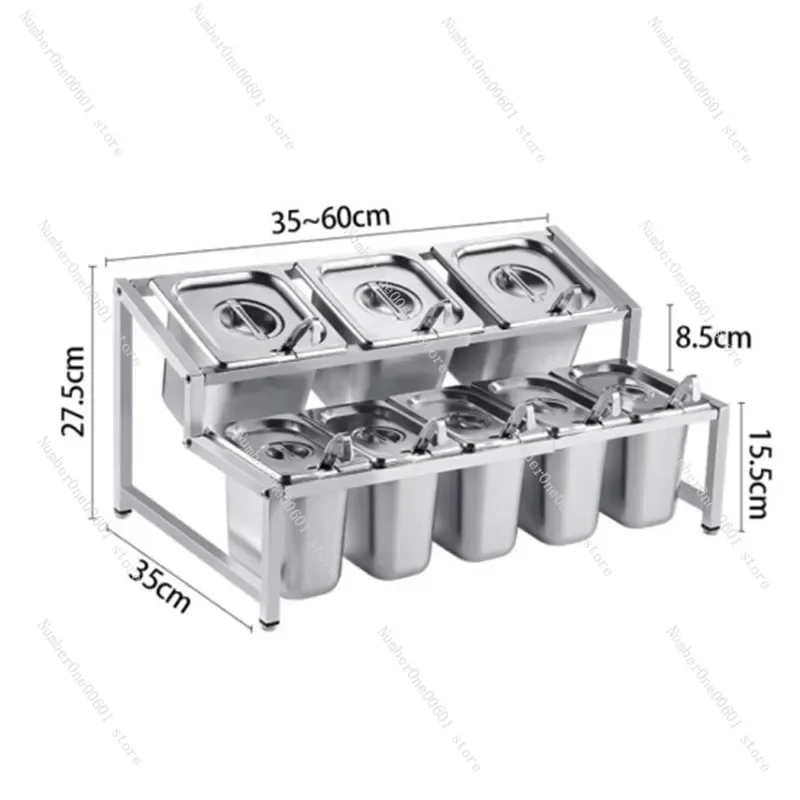 Stainless Steel Plate Holder Jam Box Milk Tea Shop Special Score Box Shelf Commercial Milk Tea Small Ingredients Seasoning Box