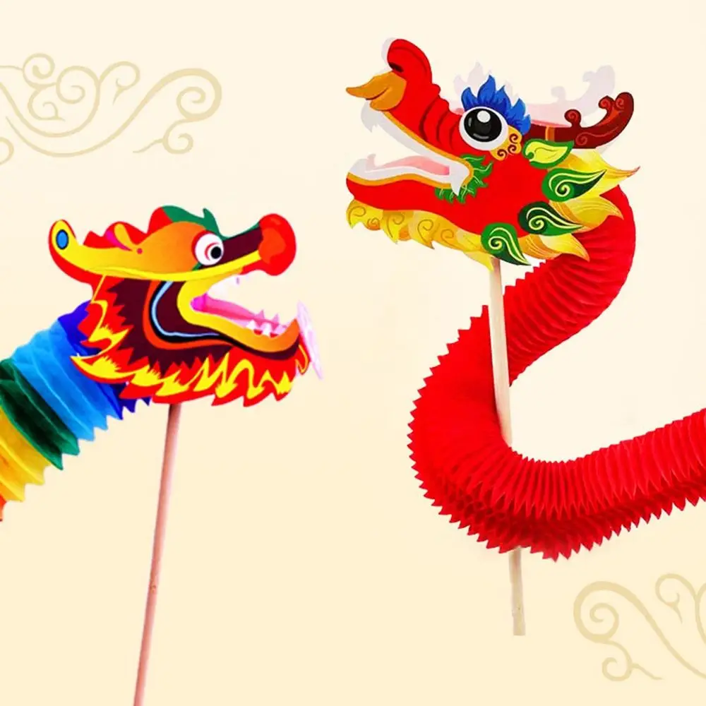 High Quality DIY Dragon Craft Chinese New Year 3D Paper DIY Dragon Decor Kids Toys Three-Dimensional Pull Flower
