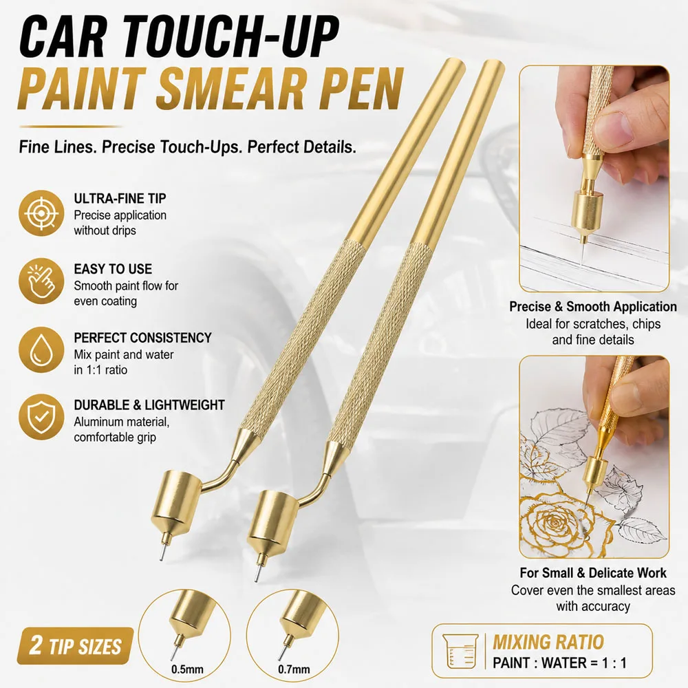 Car Scratch Repairp Touch Up Detailing Fine Line Fluid Writer Paint Applicator Pen Slanting Precision Ruling Pen For Rock Chips