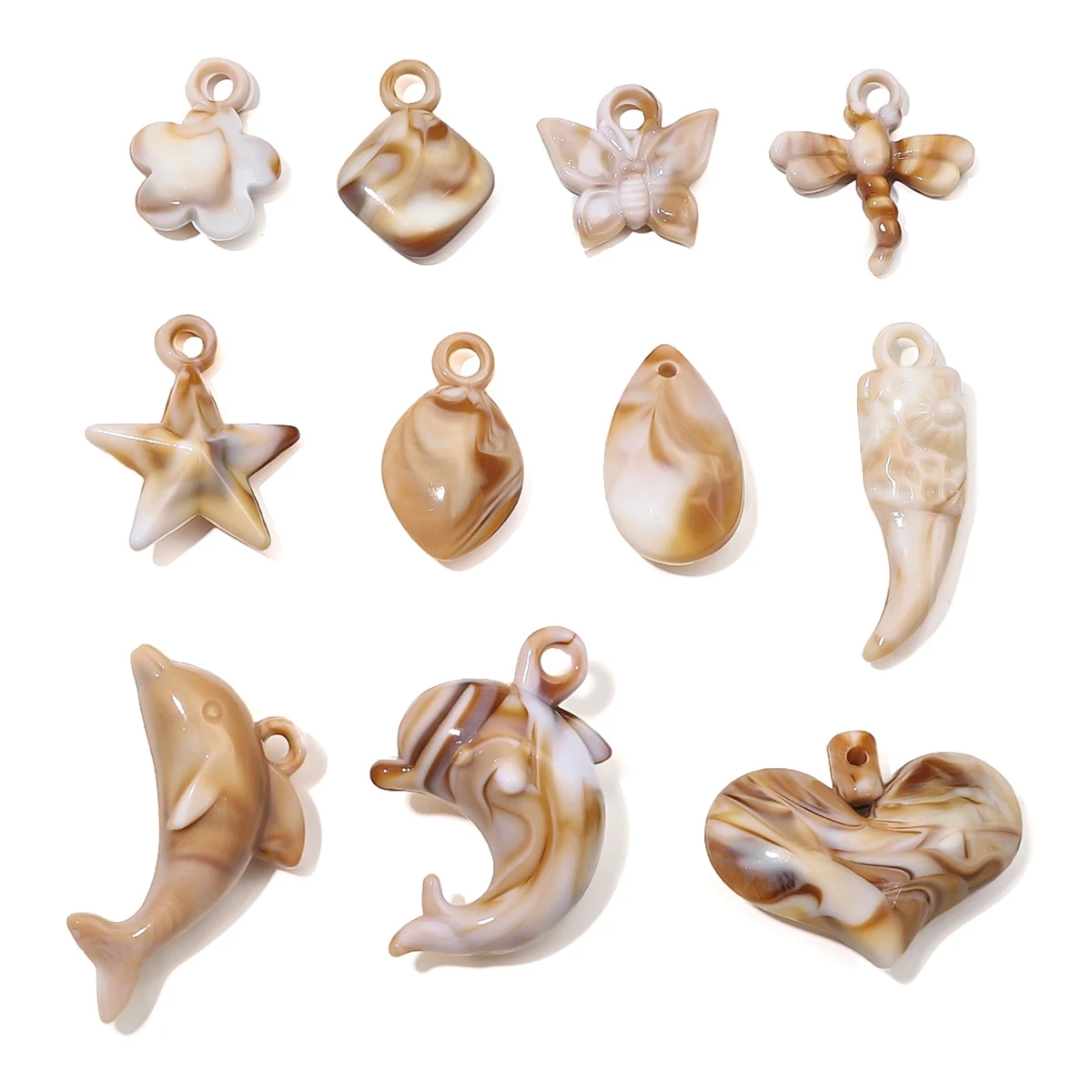 10pcs Imitation Sea Creature Series Pendants  For Jewelry Making HandmadeDIY Bracelet Keychain Accessories