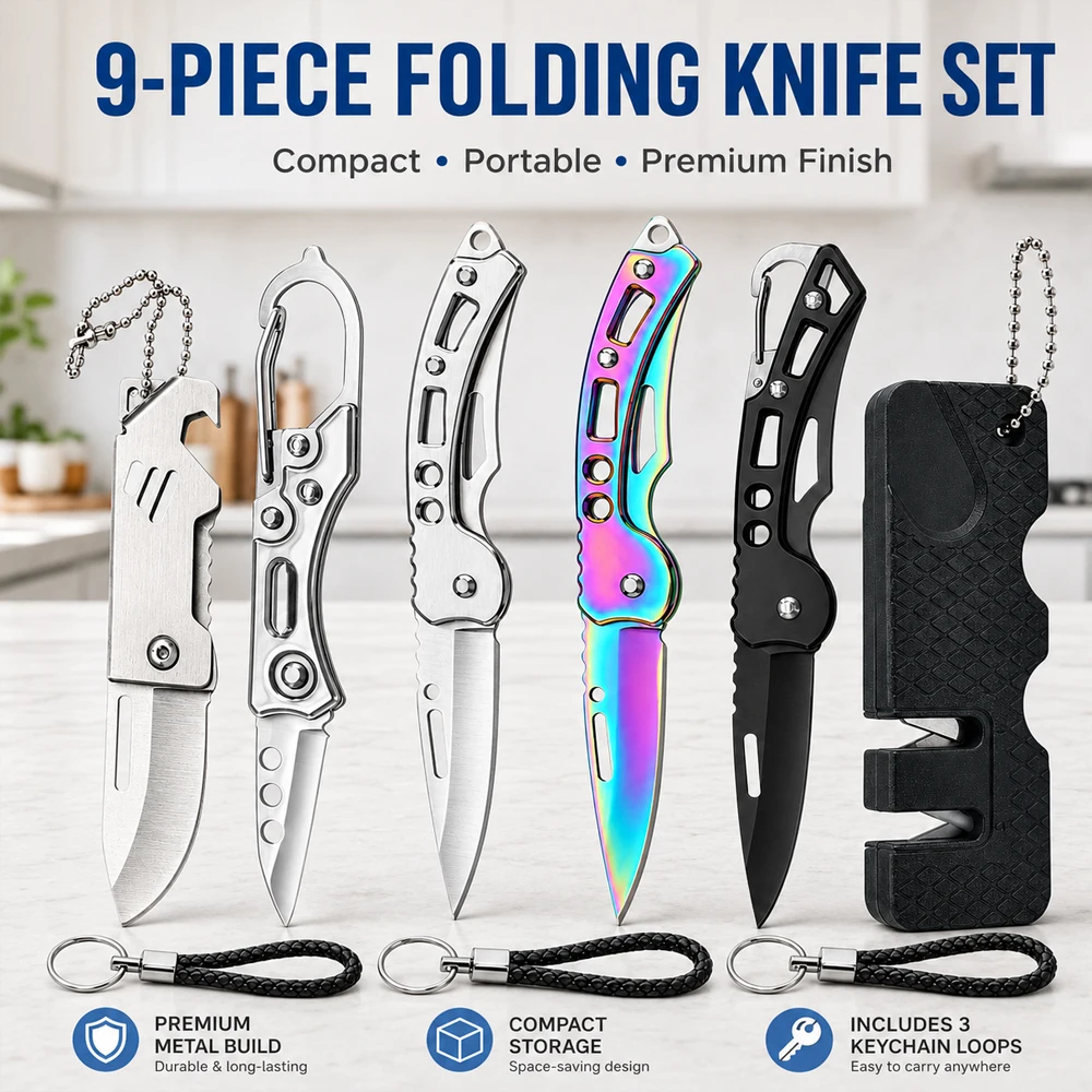 WXCOO Stainless Steel Peeler Knife Portable Pocket Folding Knife Houseold Fruit Slicing Peeling Ideal for Home Kitchen Travel