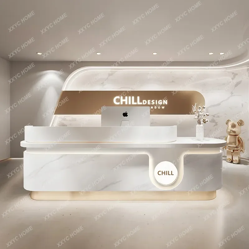 Light Luxury Clothing Store Checkout Page Curved Bar Imitation Marble