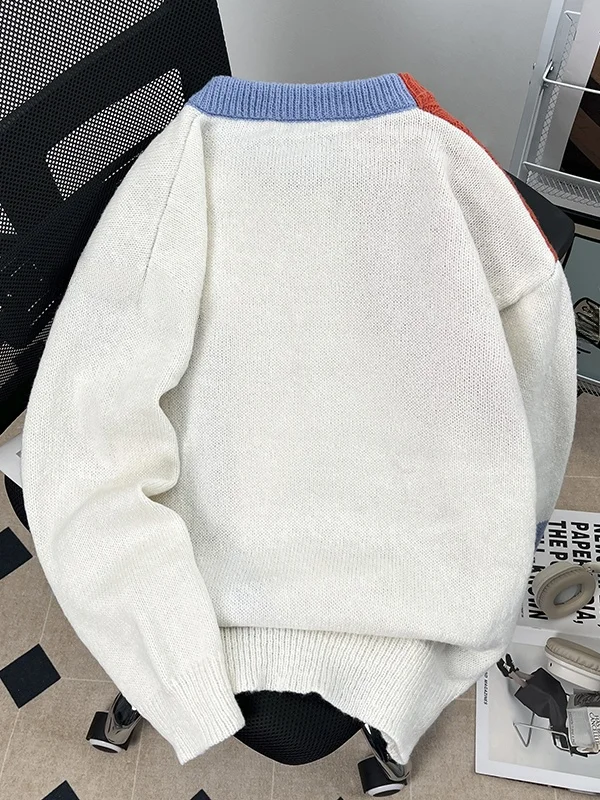 

Color Blo round Ne Knitwear Men's Casual Loose Sle Warmth Base irt Teenage Lazy Sle Autumn Winter Polyester Fiber