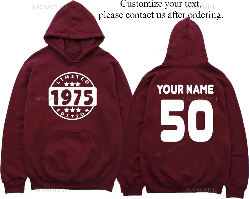 50th Birthday Creative Hoodie Personalised Limited Edition 1975 Custom Name 50 Men Women Sweatshirt Drop Shoulder Warm Pullover