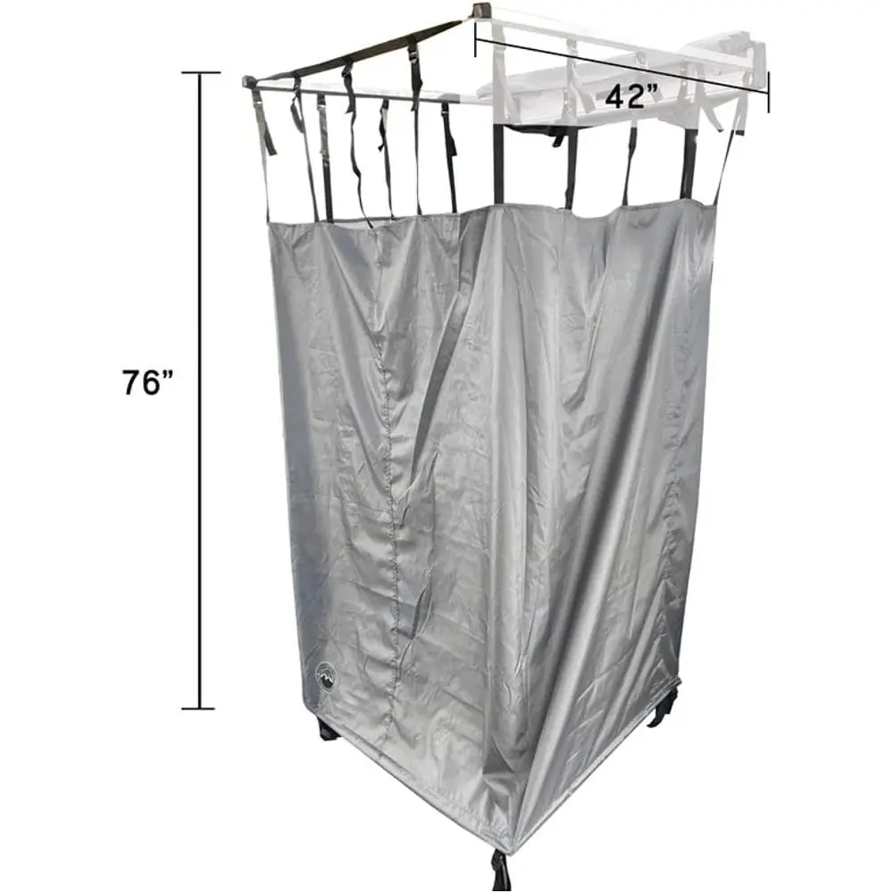 Portable Car Side Shower Room - Black 1000G PVC Cover, L-Brackets, Grey Exterior with Silver Lining