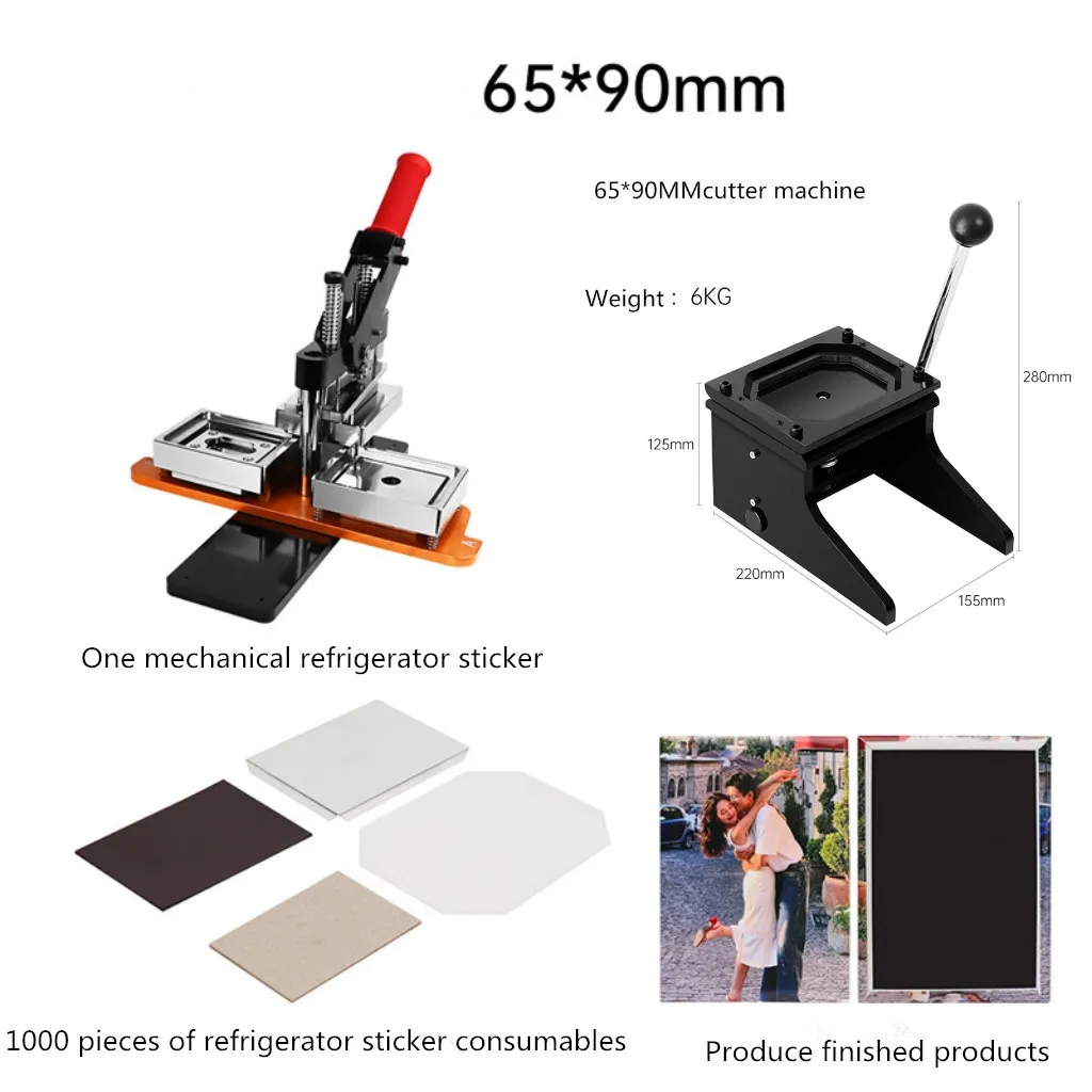 # FOR 63.5*63.5mm 65*90mm Photo Square Button Badge Fridge Magnet Making Machine With Mold 1 Year Warranty