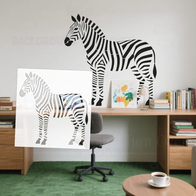 50cm - 90cm Stencil For Painting Plaster Customize Wall Template Furniture Makers Decorative Custom Brick Zebra Animal S661