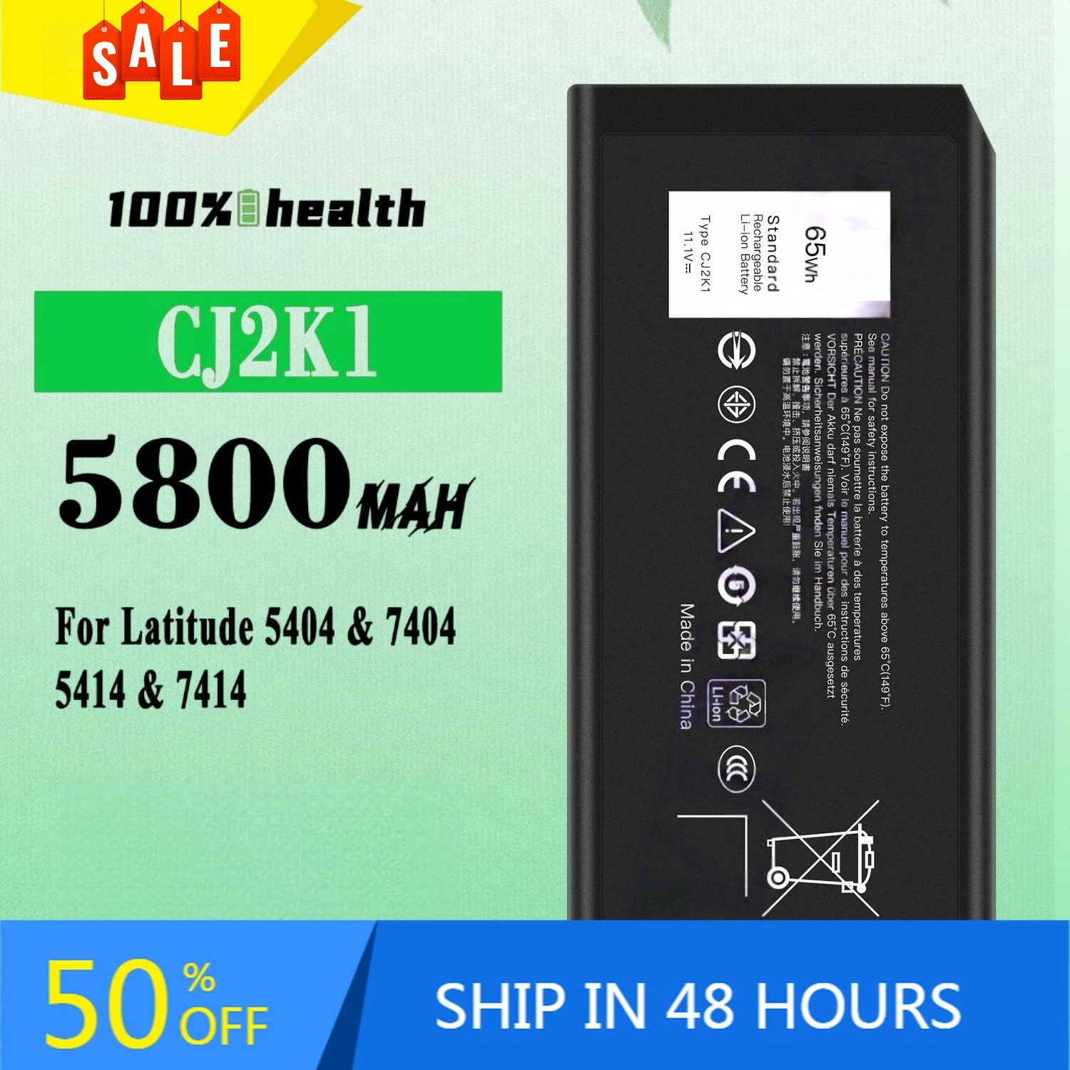 

CJ2K1 5800mAh Laptop Battery for Dell Latitude 5404 7404 5414 7414 Lithium Rechargeable Battery