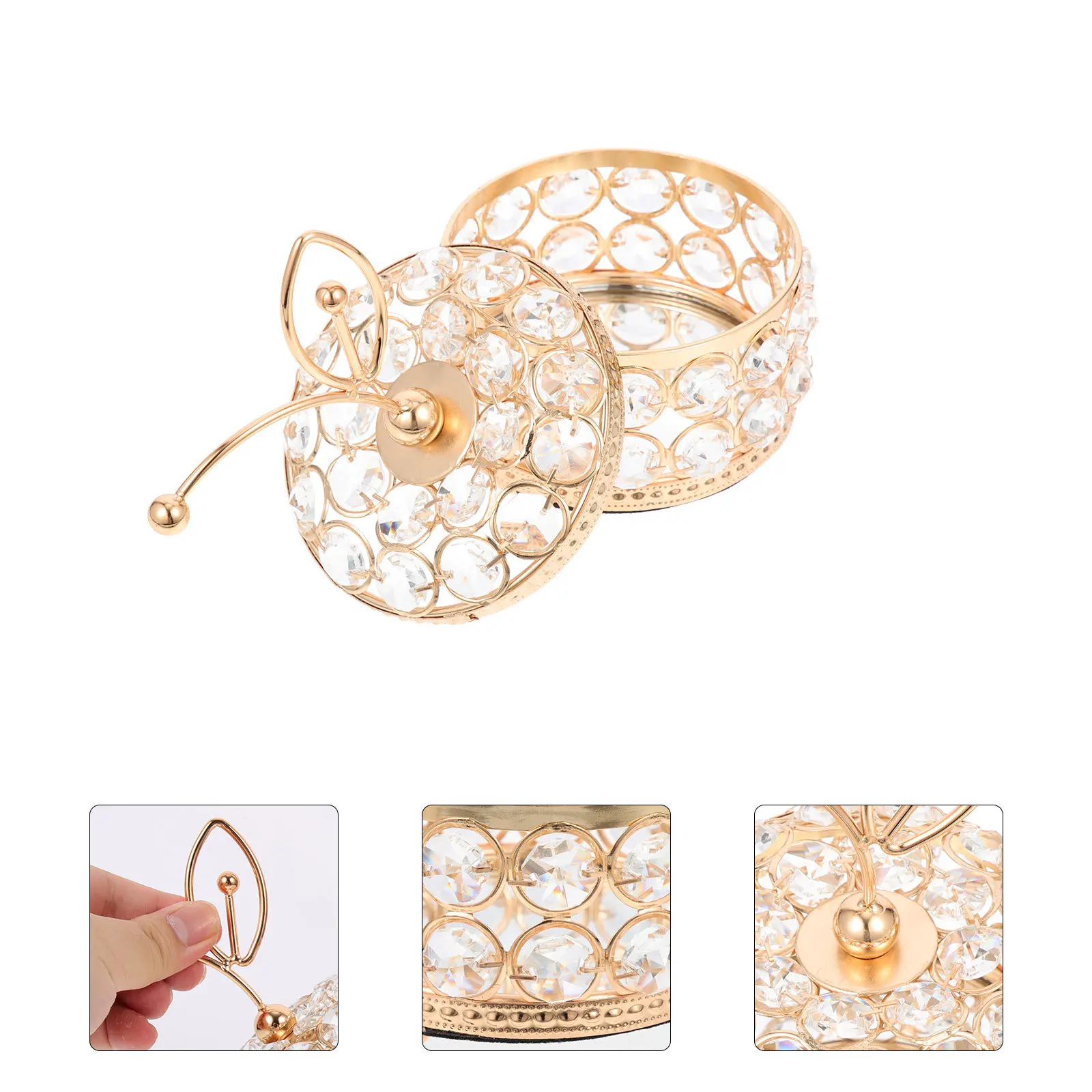 

Хрустальная шкатулка для драгоценностей, полый дизайн, прочная железная основа, изысканное хранилище для ожерелья, серег, безделушек, декор для рабочего стола, подарок на память