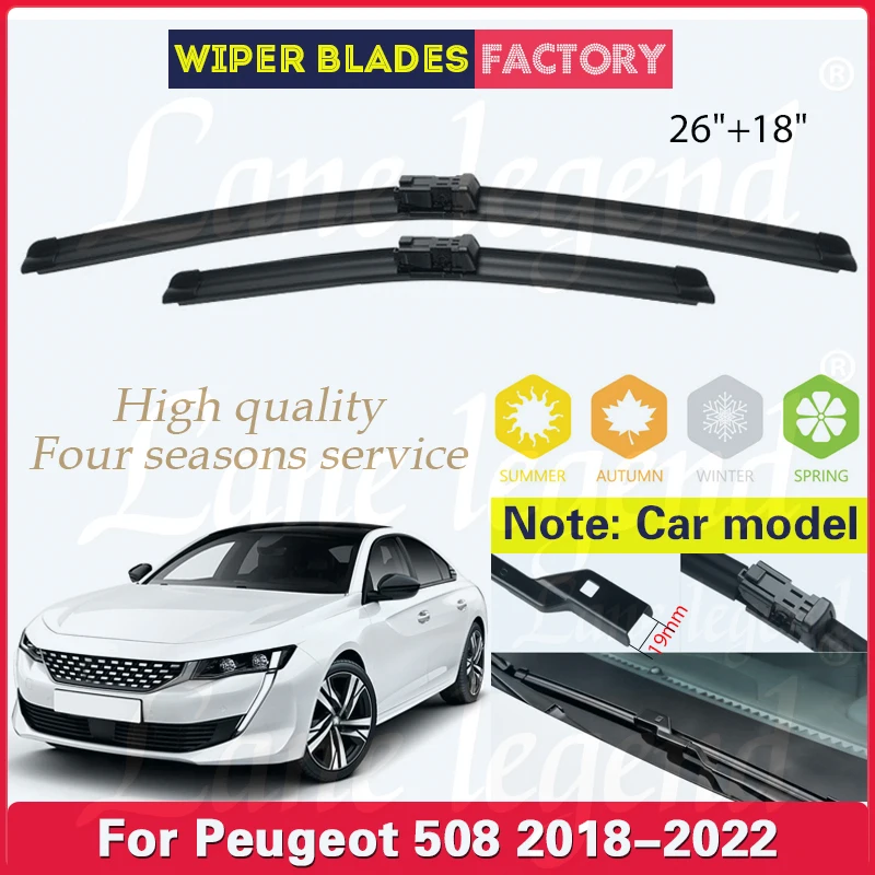 For Peugeot 508 Mk2 2018 2019 2020 2021 2022 Car Front Wiper Blades Soft Rubber Windscreen Clean Window Rain Brush 26\