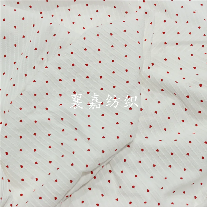 150x50cm Fresh Pure Cotton Striped Figured Cloth, Small Heart Floral Fabric Handmade DIY