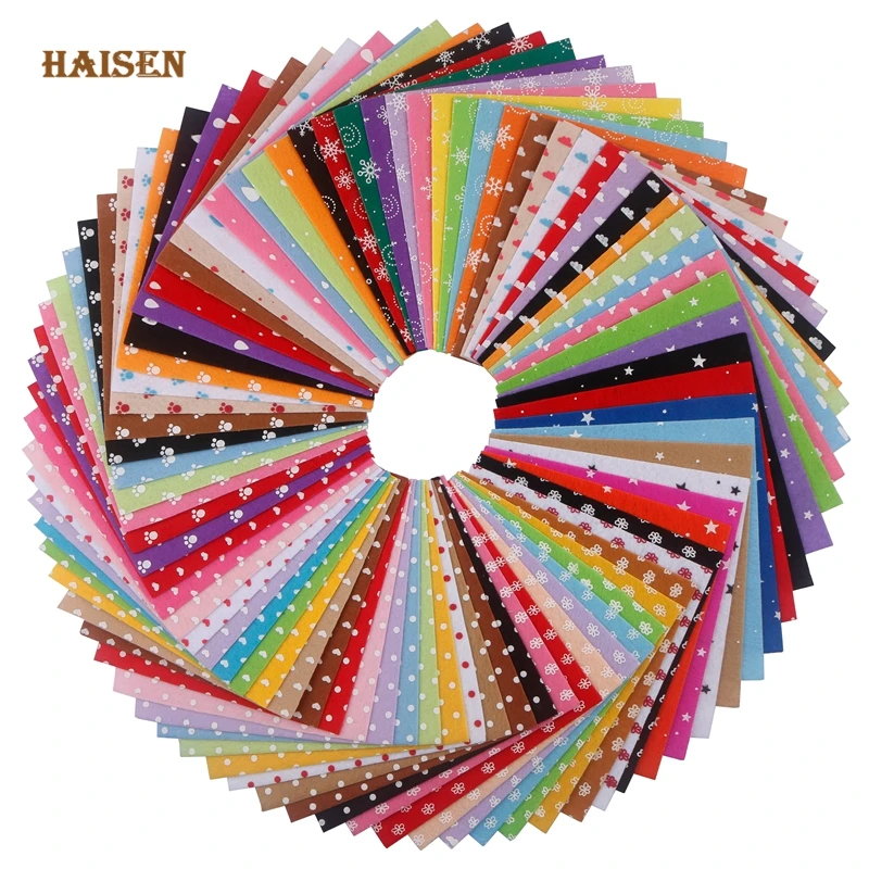 Haisen,Printed Nonwoven Felt Fabric/1mm Thickness/Polyester Cloth Home Decoration Bundle for Sewing Dolls&Crafts Material/10Pcs