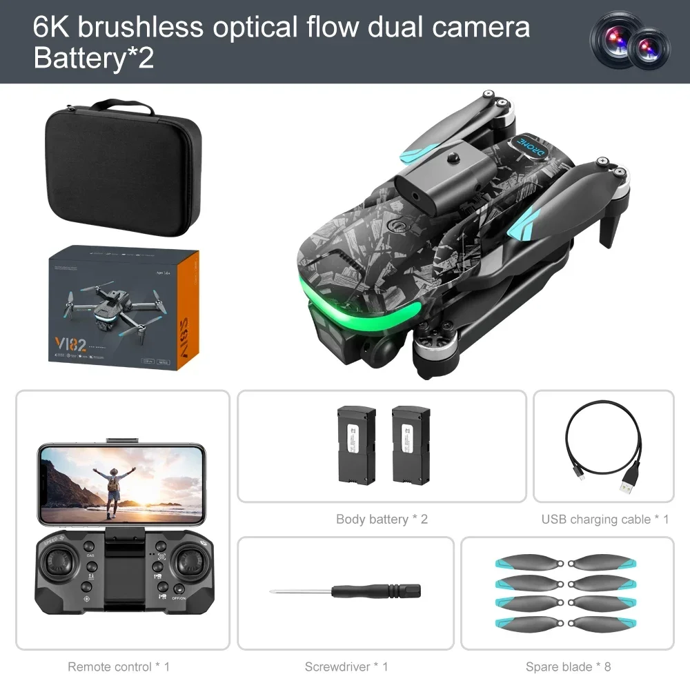 

New Drone V182 Professional Dual Camera Dron Quadcopter Brushless Aerial Photography Laser Obstacle Avoidance RC Toy