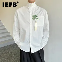 IEFB 2024 New Male Shirt Long Sleeve New Chinese Style Embroidered Tassel Single Breasted Loose Casual Versatile Men Top 9C5775