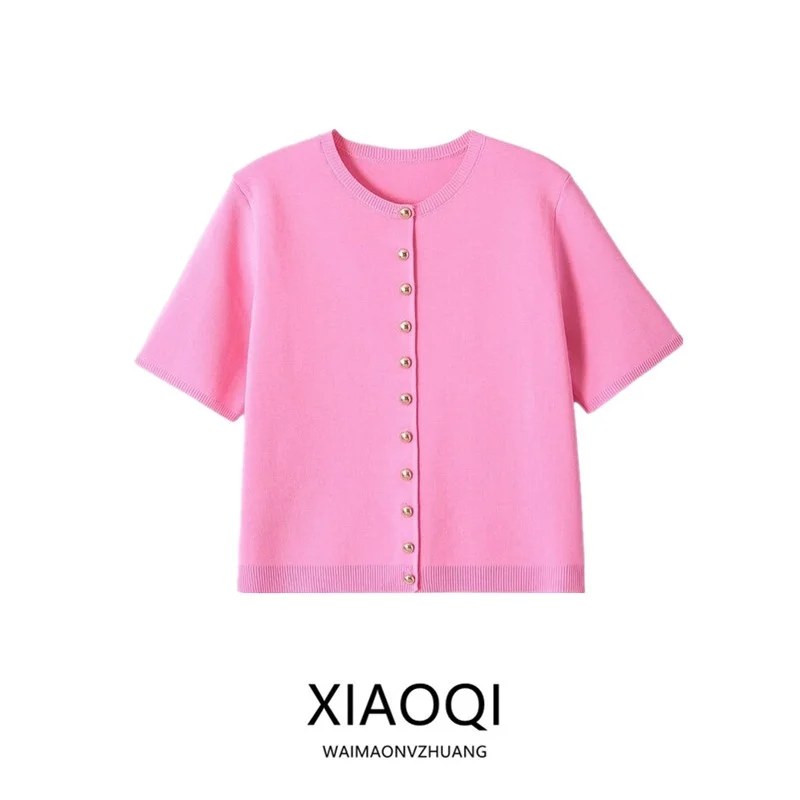 Summer 2026 New round Neck Short Sleeve Knitted Casual Outerwear Women's Fashion Wind 6427023 Regular Thickness Chinese Produ...