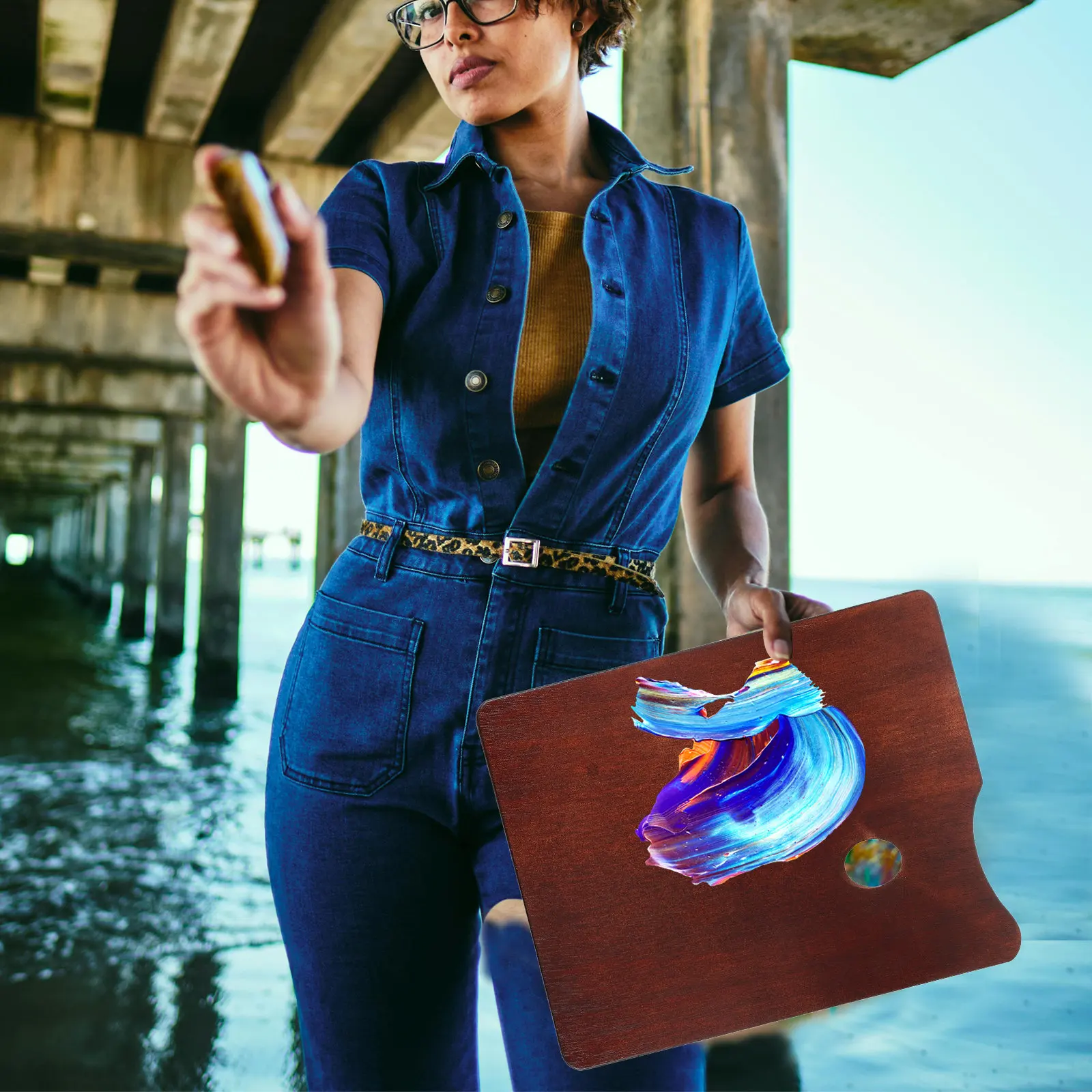 

Большая деревянная палитра для акварели, коробка для смешивания красок, изысканное исполнение, эффективный многофункциональный лоток для пигментов для художников