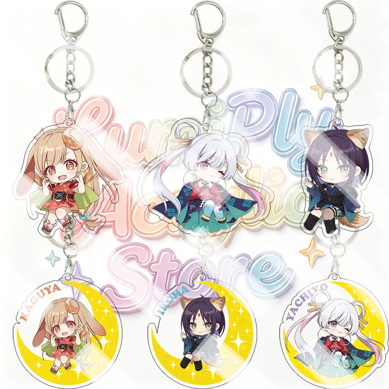 Anime Kawaii Cartoon XenoGlacia Kaguya Yachiyo Iroha Q Version 5cm Acrylic Keychain Game Bag Pendant Decoration Charm Gifts Toys