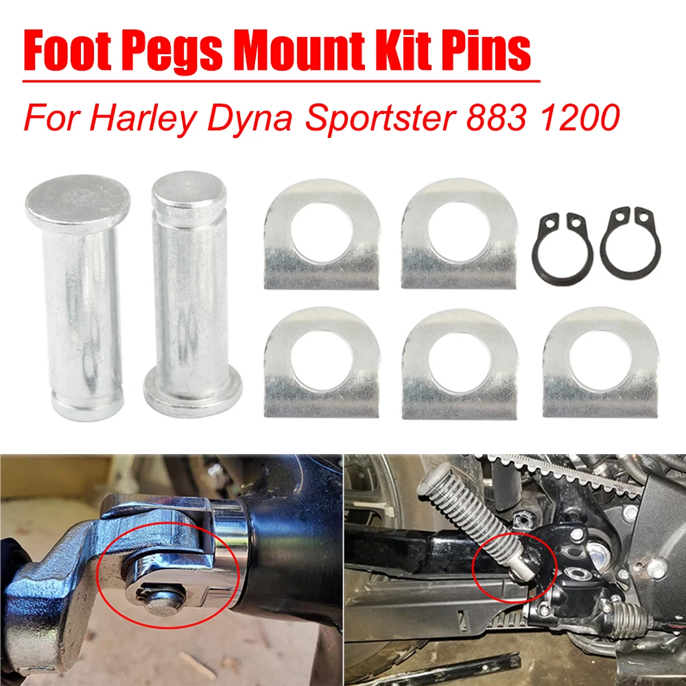 9Pcs Motorrad Fußrasten Montieren Kit Pins Fußstütze Pedal Pads Schrauben Für Harley Touring Dyna Sportster 883 1200 Softail flstc