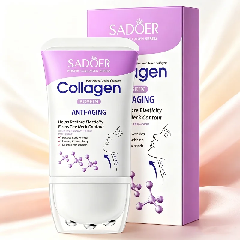 Roll‑on Collagen Neck Cream 110g Moisturize Nourish Neck Skin Portable Massage Design Unisex Daily Neck Care Relieve Wrinkles