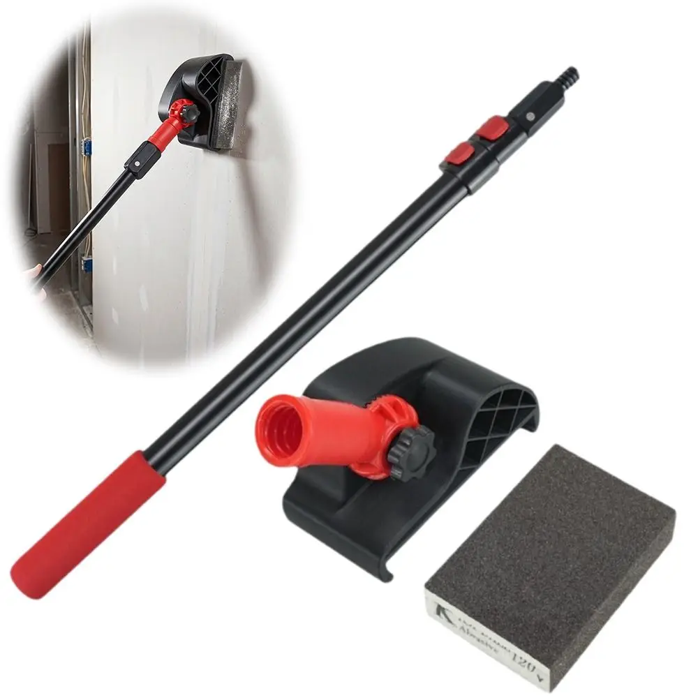 Aluminum Telescopic Pole Wall Sanding Frame Multi-direction Swivel Replaceable Square Sanding Pad Putty Polisher