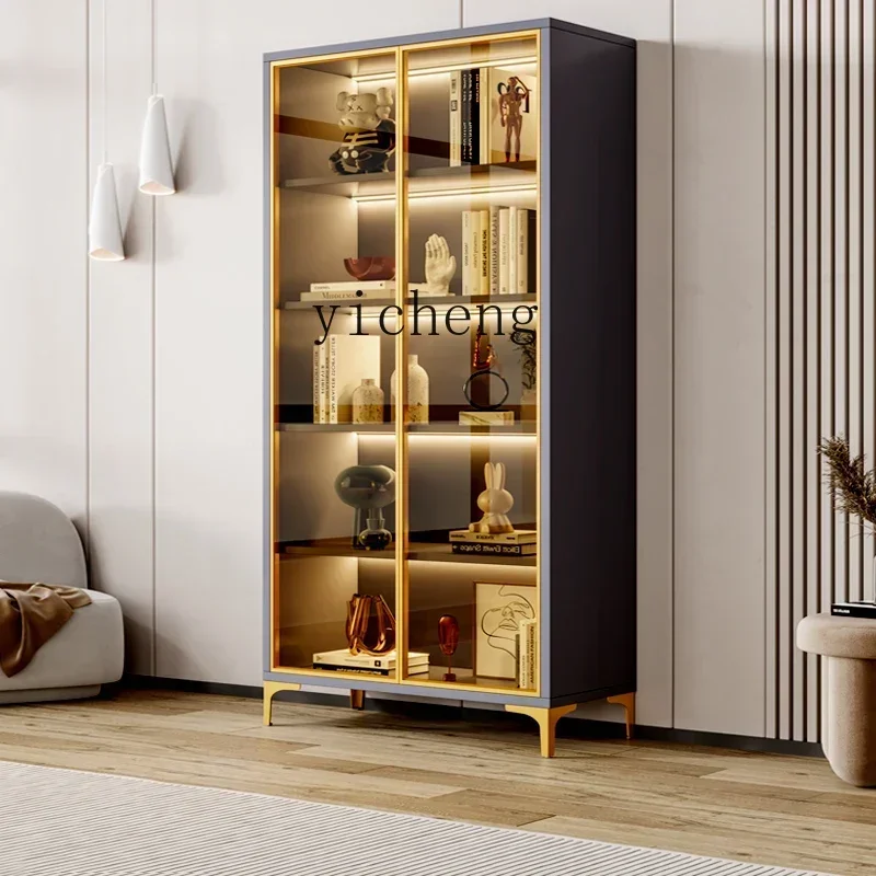 r5.13  glass door bookcase living room floor dustproof bookshelf simple modern combination storage cabinet - view 4