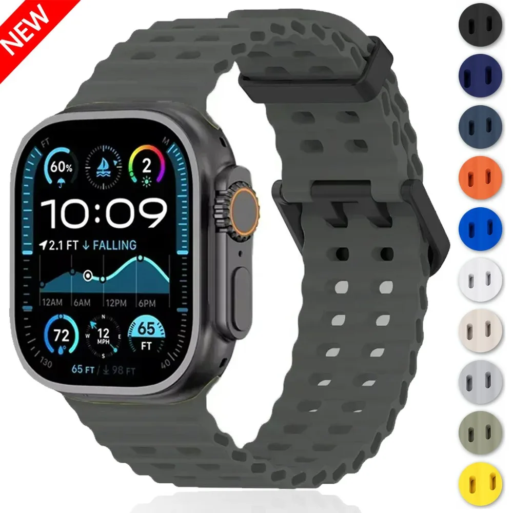 

Ocean Band for Apple Watch Ultra 2 49mm 46mm 45mm 44mm Breathable Bracelet Wristband iWatch Series Ultra 10 9 8 7 6 5 SE 4 Strap