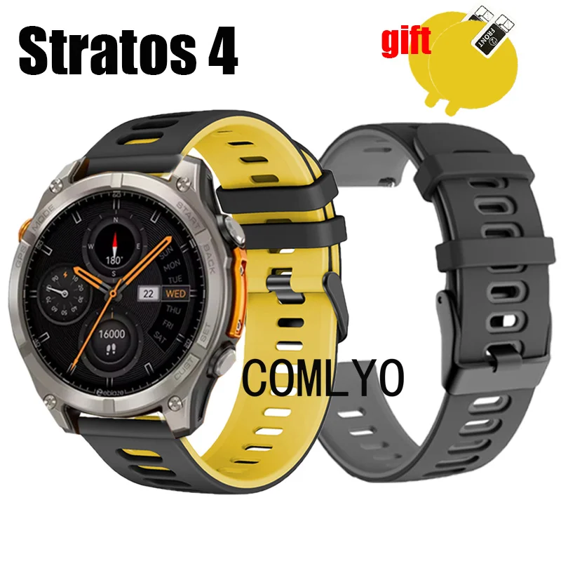 Для Zeblaze Stratos 4, ремешок для умных часов, браслет, силиконовый ремешок, защитная пленка для экрана