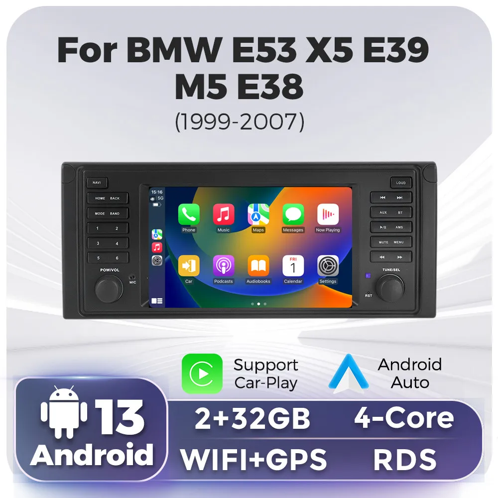 

Android 13 Car Multimedia Player For BMW E39 M5 1997-2003 2004 2005 2006 CarPlay AUTO SWC GPS Navigation 2 Din Stereo Radio Wifi