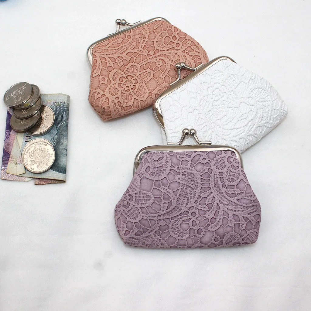 Mini Coin Purse Mini Kiss-Lock Coin Purse Small Accessories Pouch Vintage Lace Coin Purse For Shopping Dating Rings