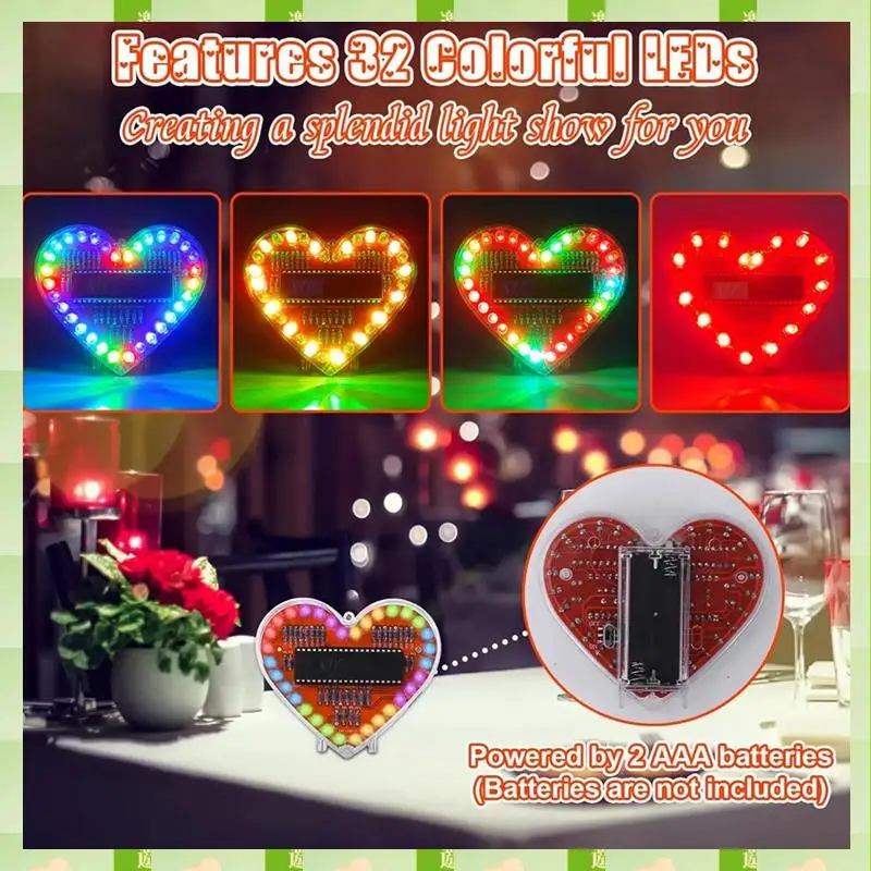 2025 على شكل قلب RGB LED وحدة ضوء وماض لتقوم بها بنفسك عدة إلكترونية مصباح مياه لحام مشروع الممارسة لطلاب المدارس دورا